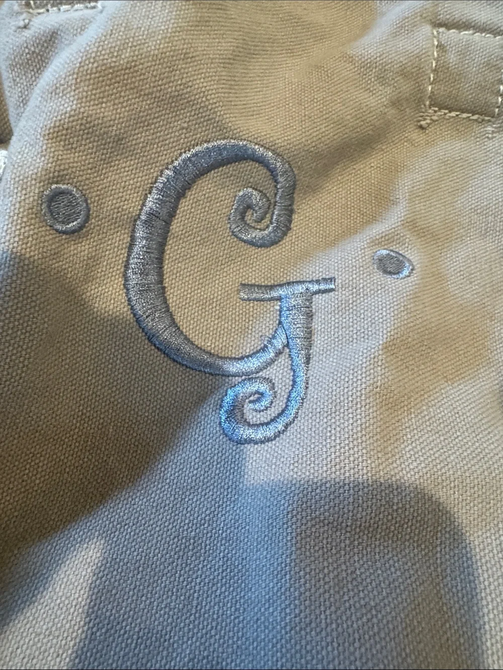 thirty-one Bag Canvas Tan with Floral Trim Pockets